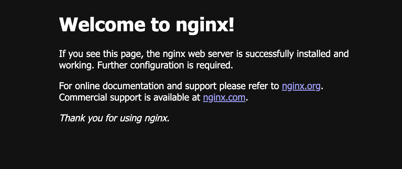 Page par défaut de Nginx